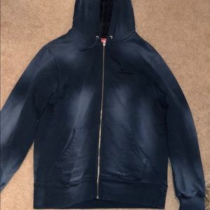 Supreme bleached zip up sweatshirt navy.